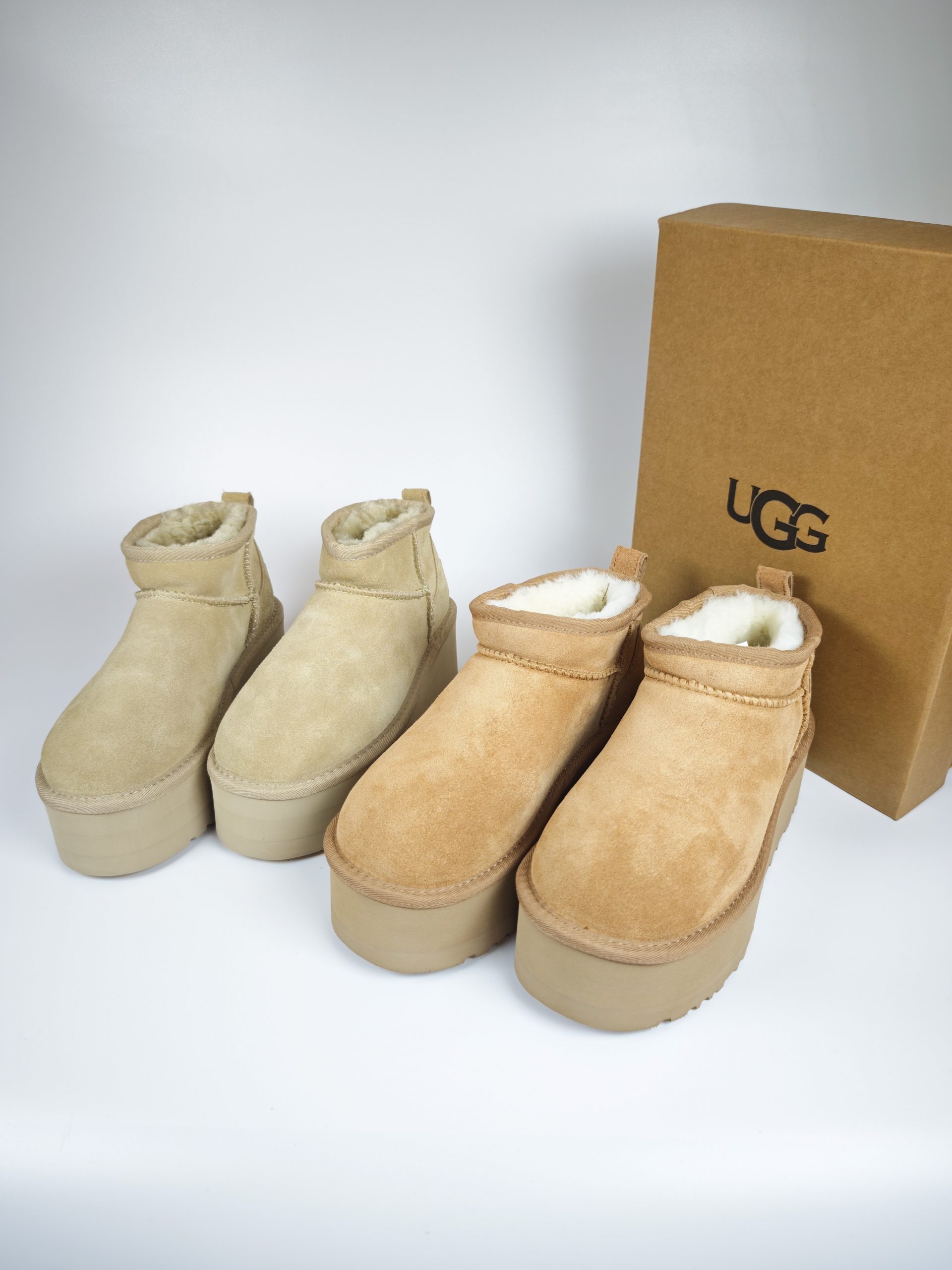 Giày boot UGG cổ thấp đế bằng 5cm - Ảnh 5