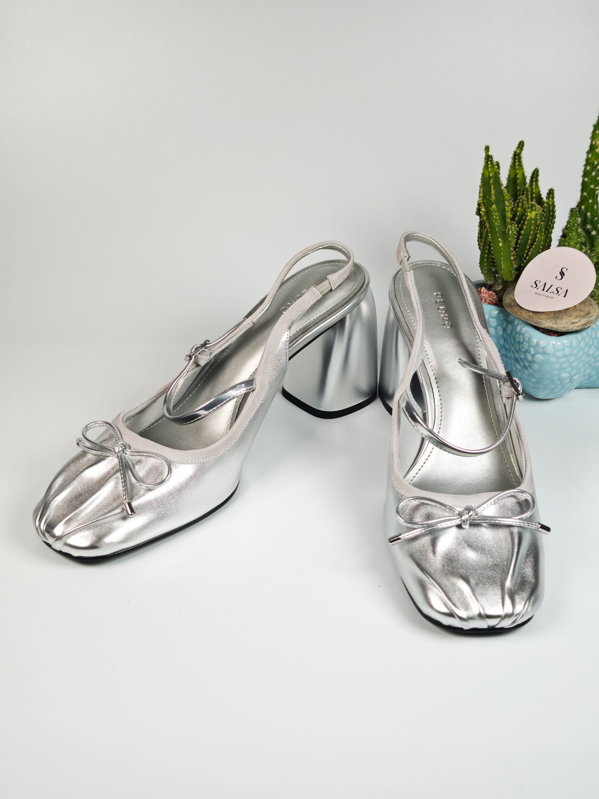 Giày slingback PEDRO mũi nhún nơ dây - Ảnh 5