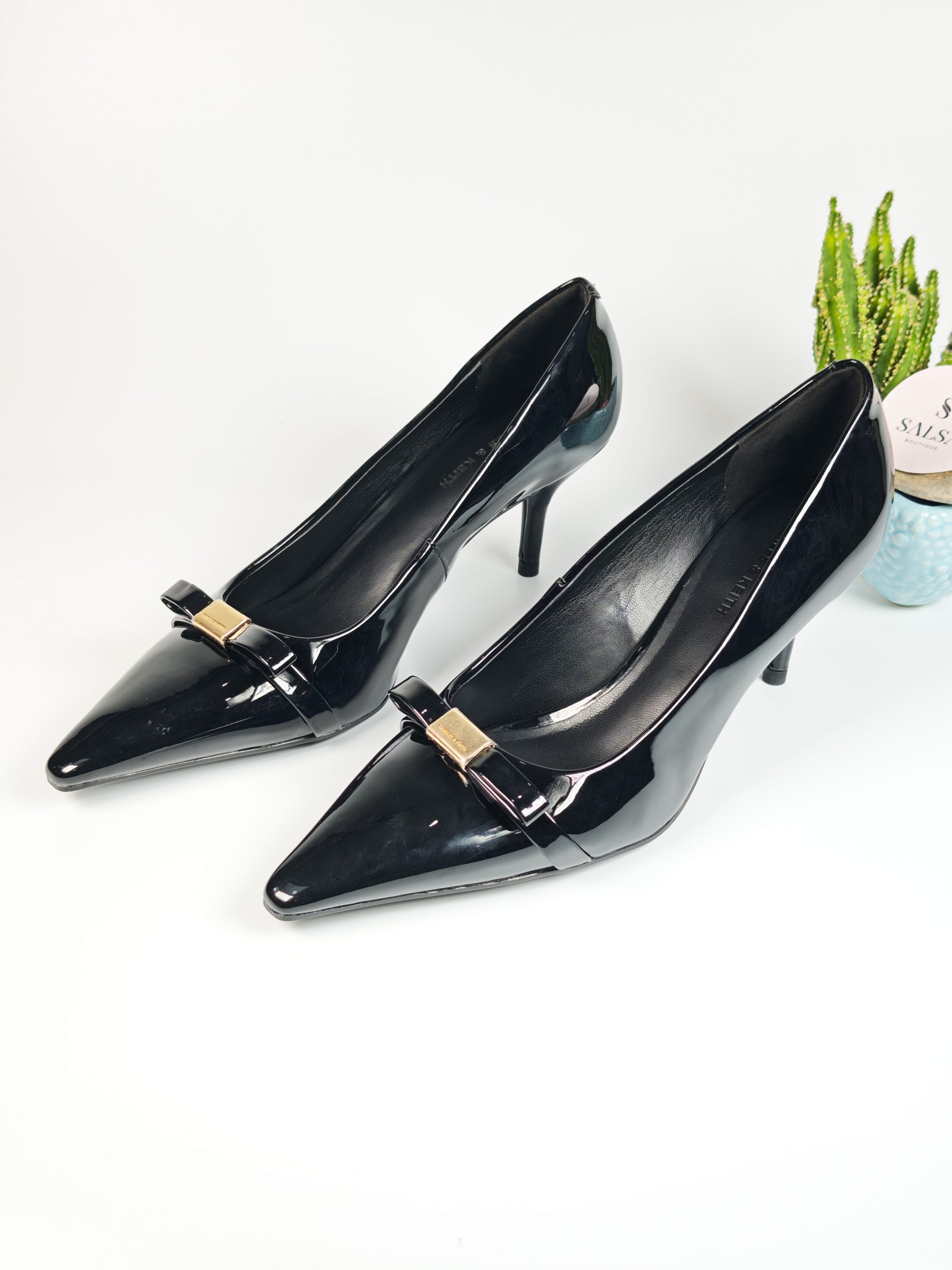 Giày cao gót CNK mũi nhọn đính nơ - Ảnh 9