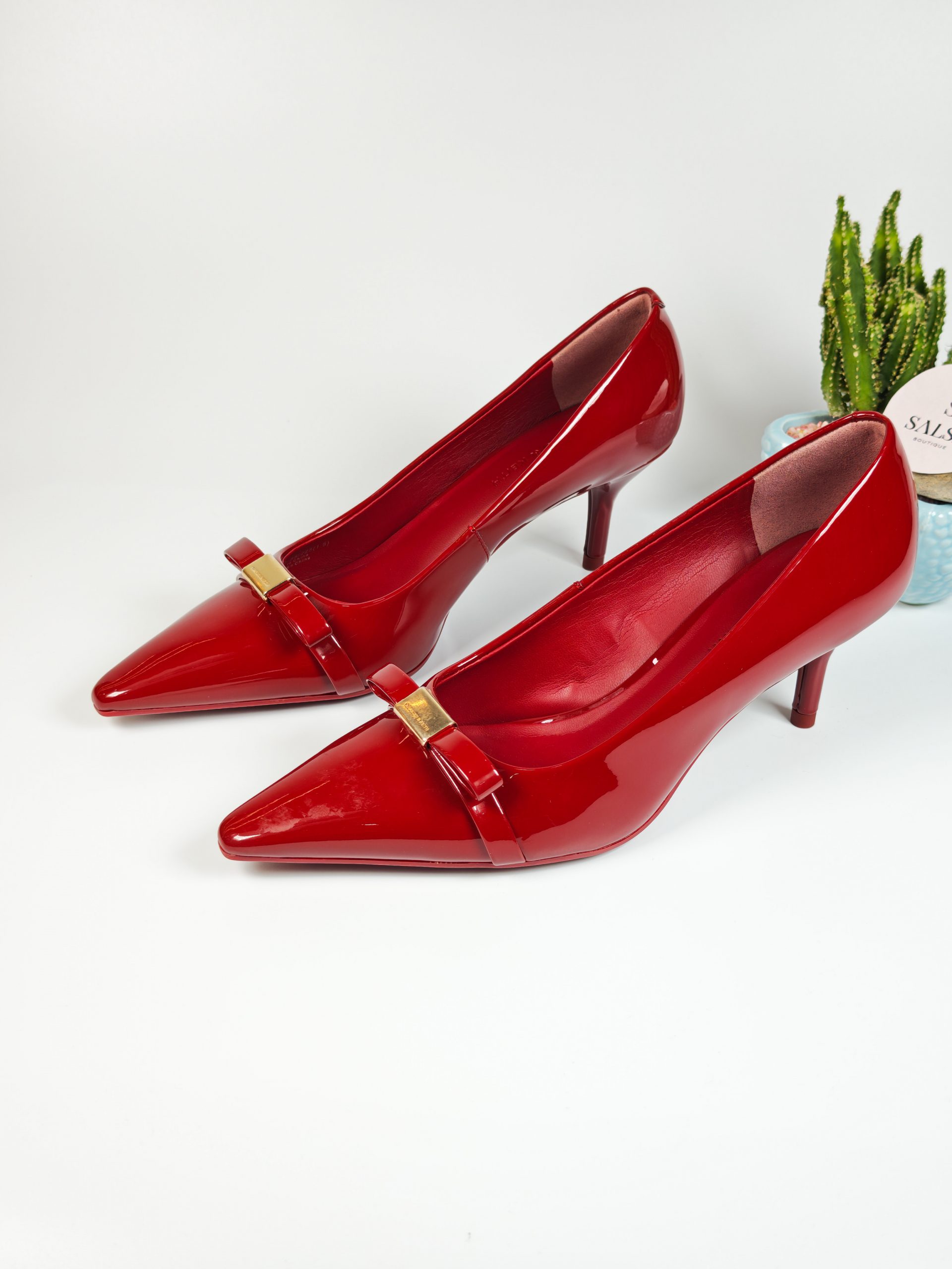 Giày cao gót CNK mũi nhọn đính nơ - Ảnh 3