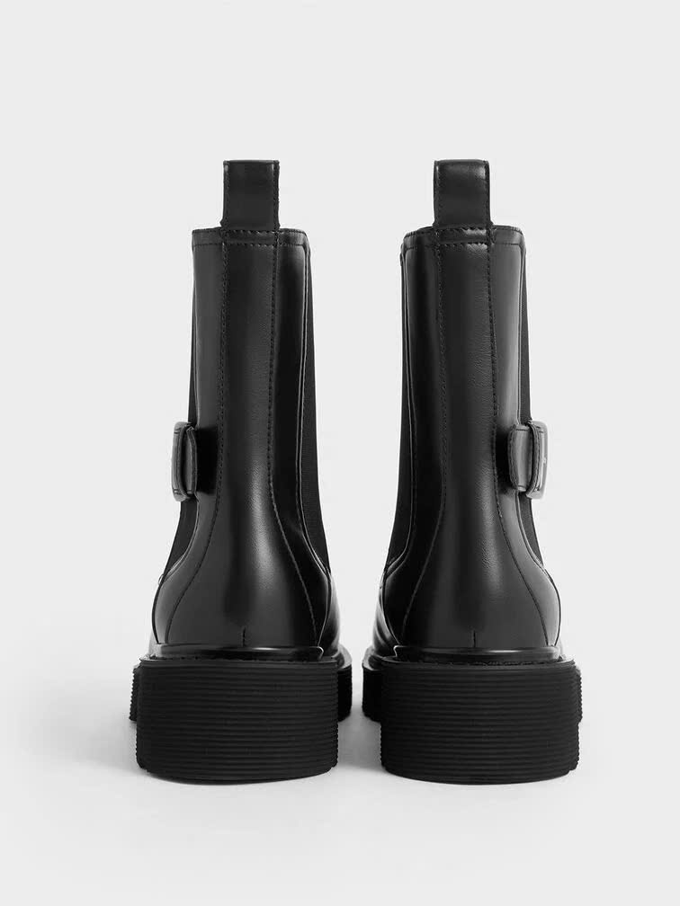 Giày boot CNK mũi tròn đai khoá đế răng cưa - Ảnh 4