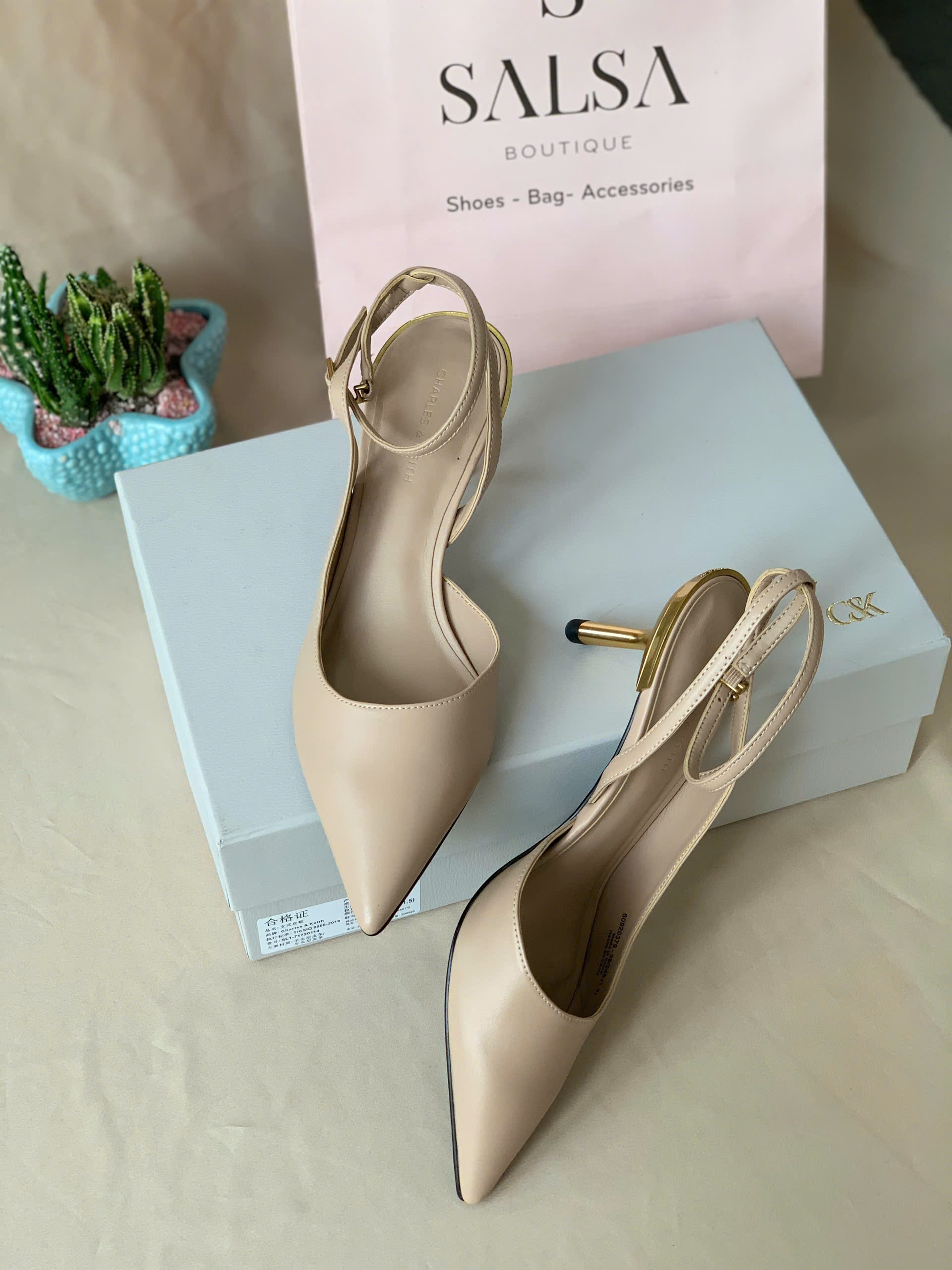 Giày cao gót CNK quai cổ chân - Ảnh 2