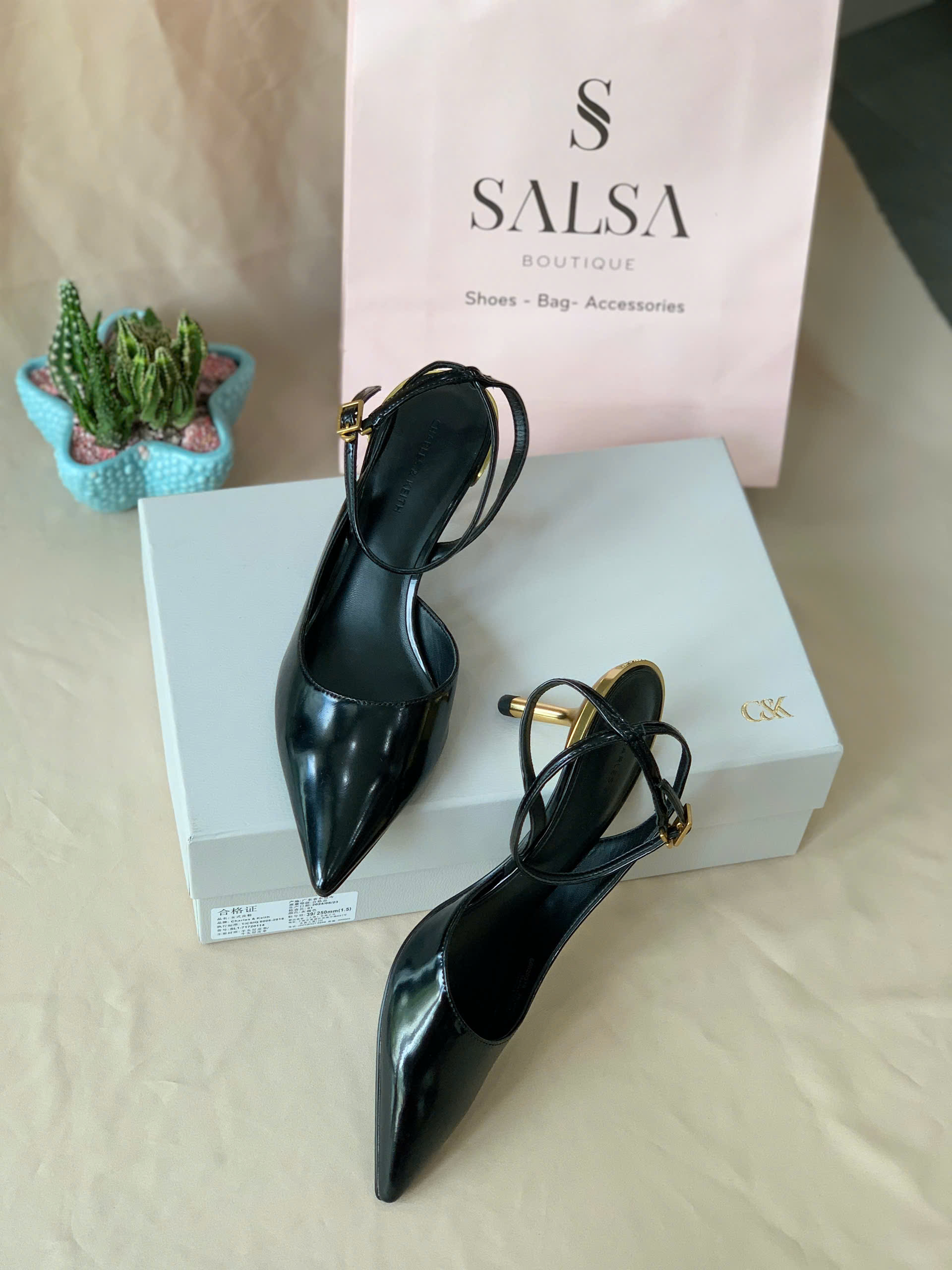 Giày cao gót CNK quai cổ chân - Ảnh 4