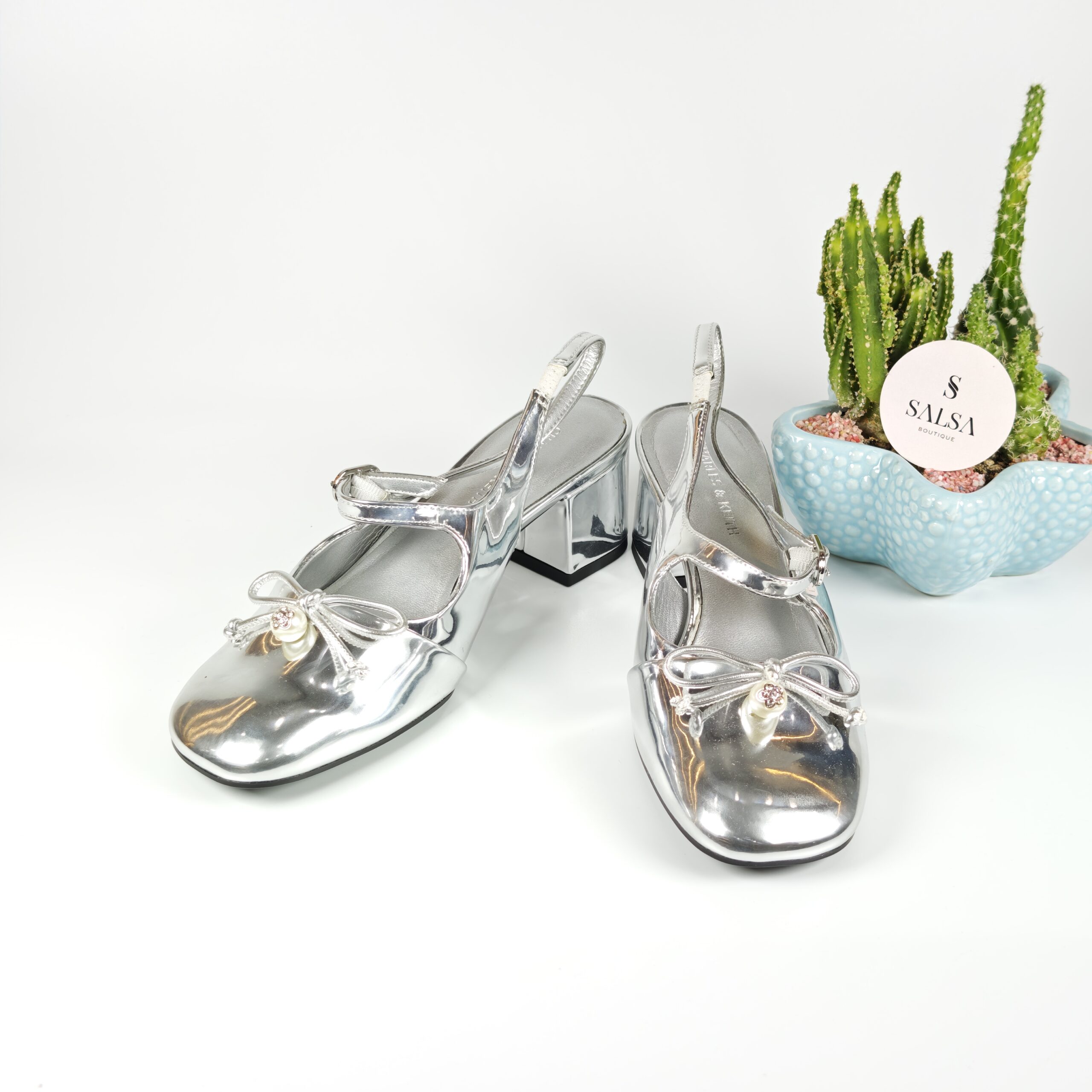 Giày slingback CNK nơ dây da bóng - Ảnh 7